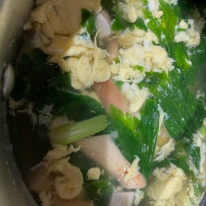 白菜と鶏肉とセロリ葉のスープ☆彡